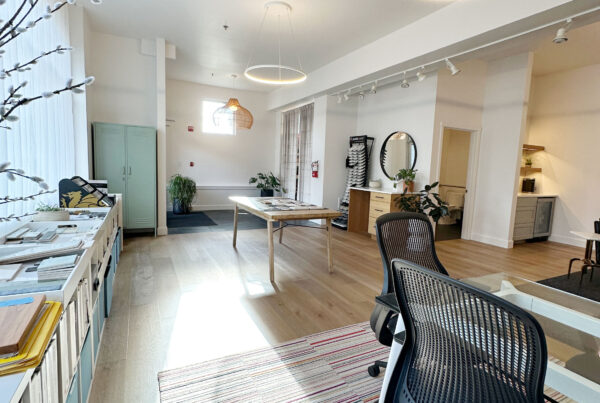 NOR Design & Construction design studio in West Seattle with a sample library and work tables